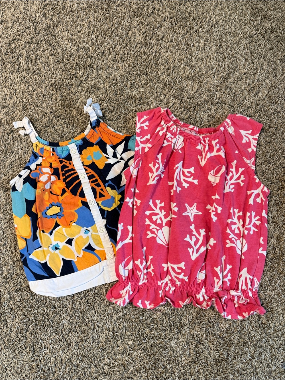 Gymboree Girls' Coral Print Pink Tank Top